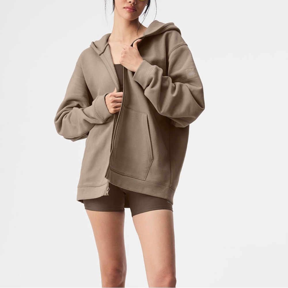 Alo beige zip up hoodie. Size small